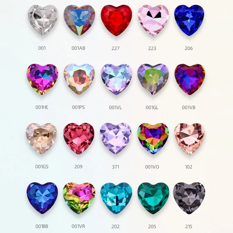 8mm Heart Shape Crystal Rhinestones Glue On Nails Pointback Rhinestone Strass K9 Glass Strass Point Back DIY Rhinestone