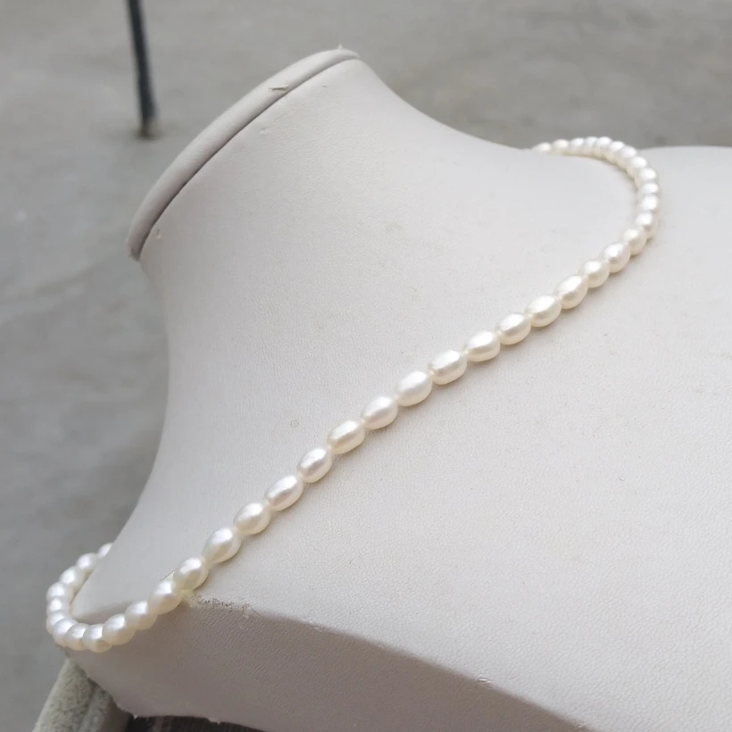 45cm AAA 6-7mm Seawater Akoya Natural White Rice Pearl Necklace Real Photos At Party Valentines Day Gift Free Shipping