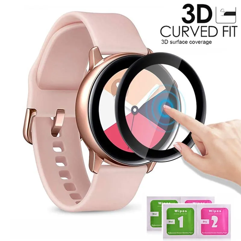 

20D Curved Edge Screen Protector Glass For Samsung galaxy Watch Active 2 40mm 44mm Protective Film Tempered Glass Full Cover