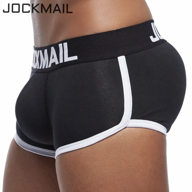 JOCKMAIL Brand Mens Underwear Boxers Trunks with Sexy Gay Penis Pouch Bulge Enhancing Front + Back Double Removable Push Up Cup