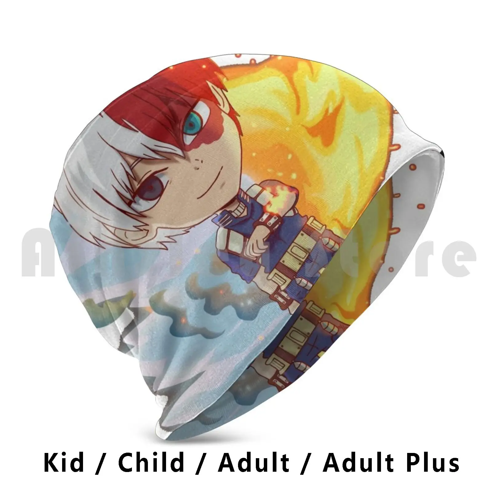 Chibiroki Pin! Beanies Knit Hat Hip Hop Bnha Hero Todoroki Shouto Todoroki Shouto Ice Fire Chibi Cute Shoto