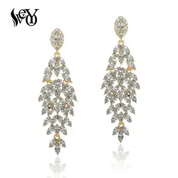VEYO Luxury Long Crystal Drop Earrings Bridal Wedding Party Dress Dangle Earrings for Women Fashion Jewelry Gift