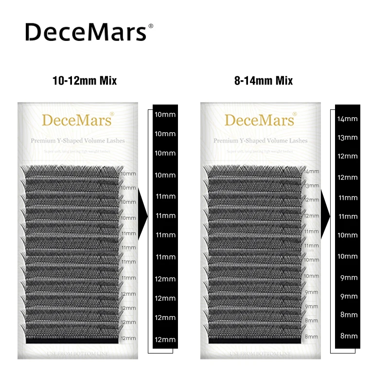 DeceMars forma Y, pestañas negras y marrones, dos puntas, C/D curl, alta calidad, individuales 5