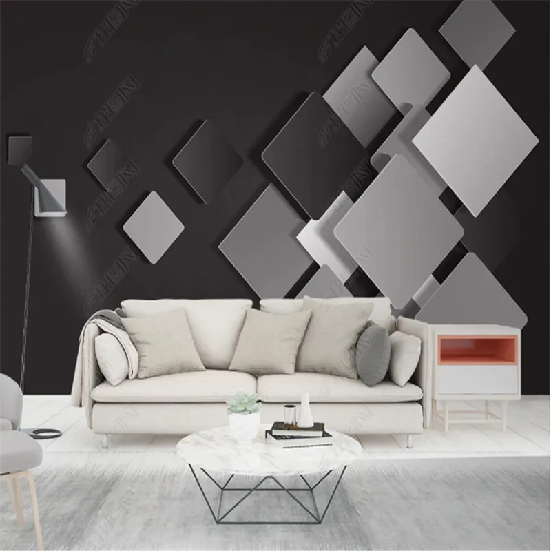 3D Abstract Geometric Folding Nordic Wallpaper for Living Room Technology Sense Background Wall Papers Home Decor Gray  Murals