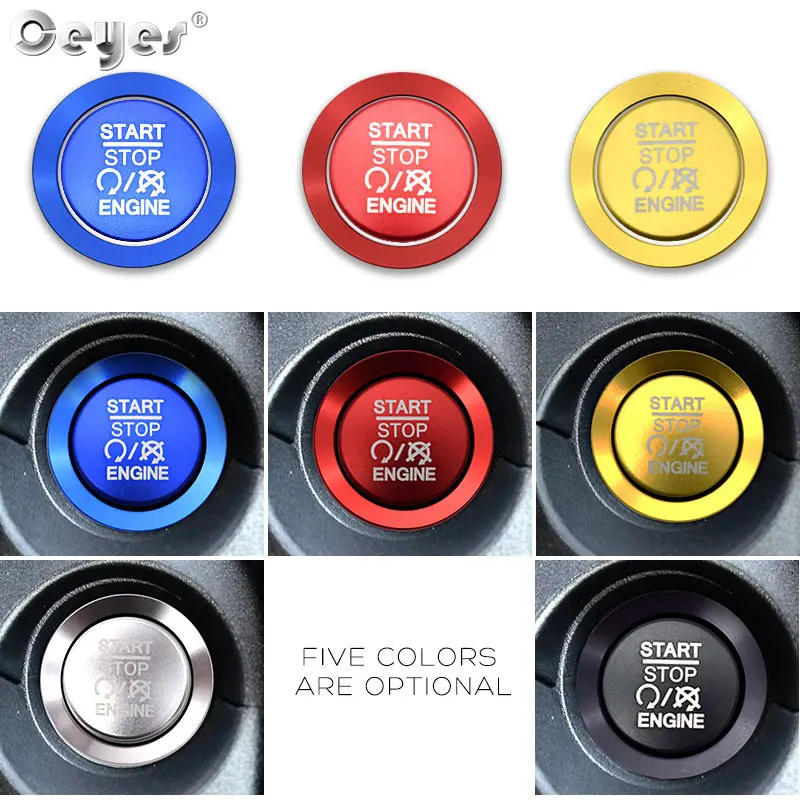 For Jeep Wrangler Grand Cherokee Auto Engine Push Start Stop Button Ring Cover Cap Stickers Interior accessories Car Styling