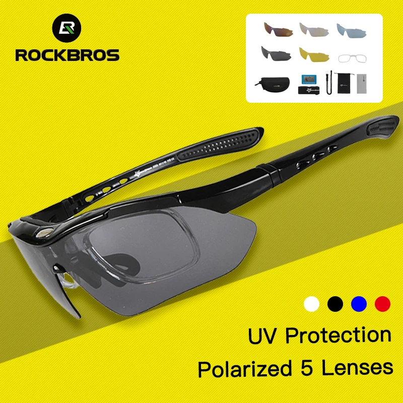 ROCKBROS Cycling Glasses 5 Lenses UV400 Cycling Glasses Bicycles Ciclismo goggles Polarized Sports Glasses Bike Eyewear Myopia