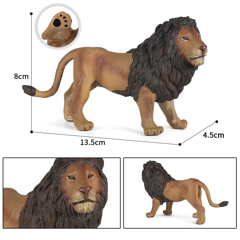 Large Size Simulation Wild Zoo Animals ​King Lion ABS Models Action Figures Figurines Collection Education Toys for children Gif