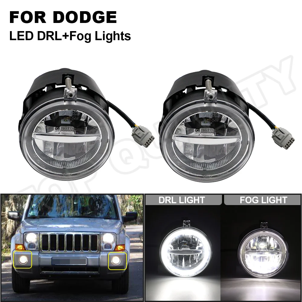 

Car Front LED DRL Daytime Running Light Fog Lamp Assembly For Jeep Grand Cherokee Commander Chrysler 300 Dodge Dakota Fog Light