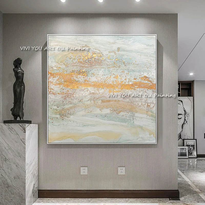 

The High Quality Hand-painted Original Canvas Silver Painting Modern Artwork Pictures Thick Oil Corridor Mural Art for Bedroom