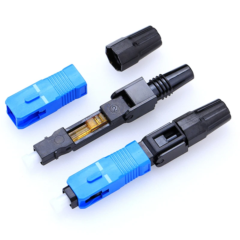 FTTH 100PCS Embedded Fiber Optic Fast Connector  Single Mode Fiber Optic Adapter SC UPC Cold Connection Quick Field Assembly