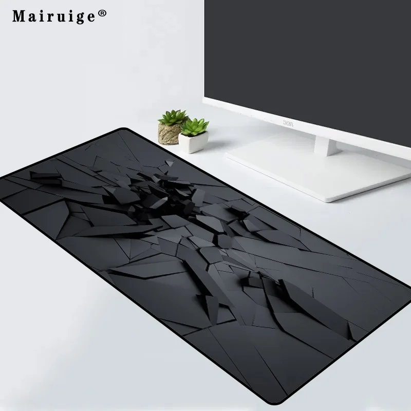 Mairuige Mouse Pad Accessories Black Triangle Exquisite Black Seam Gaming Mouse Pad Computer Notebook Office Non-slip Mousepad