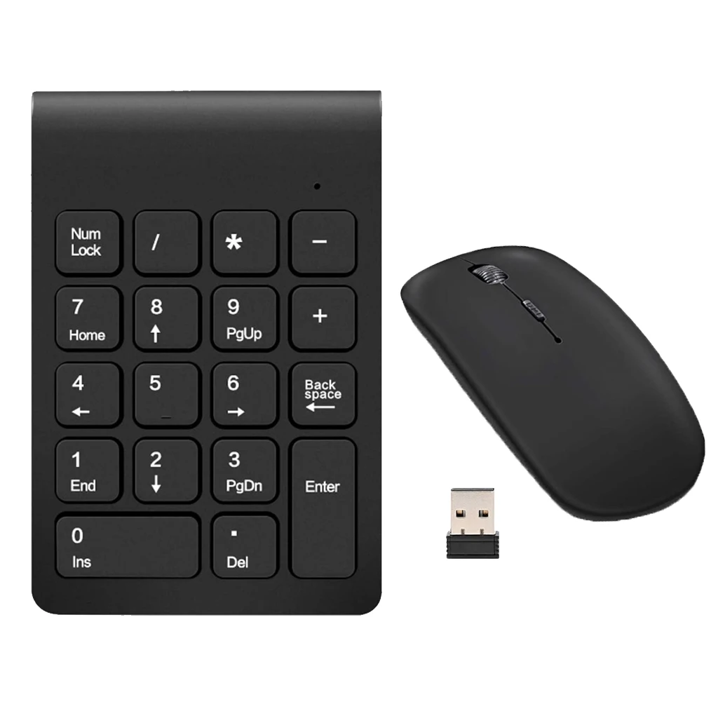 Teclado numérico inalámbrico y ratón para portátil, dispositivo de tamaño pequeño de 2,4 GHz, 18 teclas, Digital, Notebook, Tablets, cajonera de contabilidad