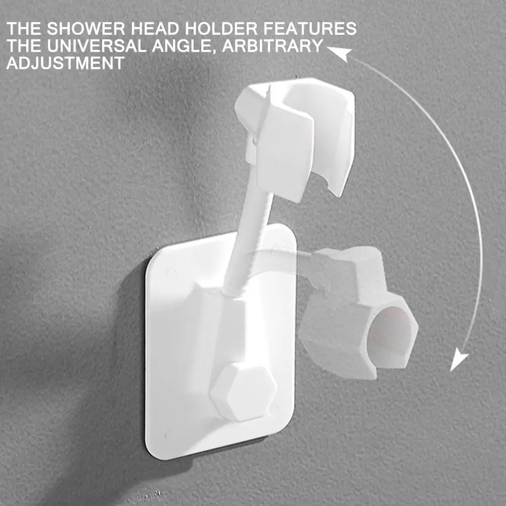 Shower Head Holder Wall Mounted Adhesive Shower Head Holder Adjustable Handheld Shower Head Bracket for Bathroom Accessories