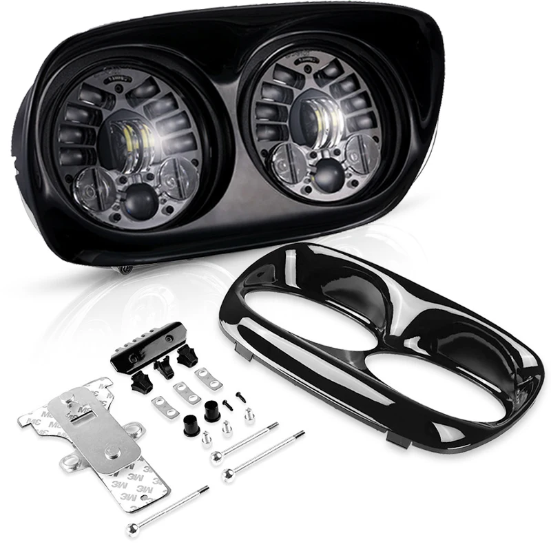 Dual LED Headlight 2004~2013 For motorcycles Road Glide Black Motocycle Projector Replacement