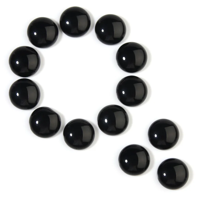 Xinyao 10Pcs  4mm 6mm 8mm 10mm 12mm Black Agate Stone Cabochon for DIY Jewerly Making