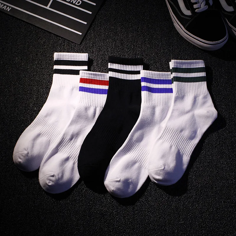 Cotton Socks Fashion White Black Vintage Short Sports Sock Men Casual Streetwear Short Soks For Man Girl Cool Tube Socks