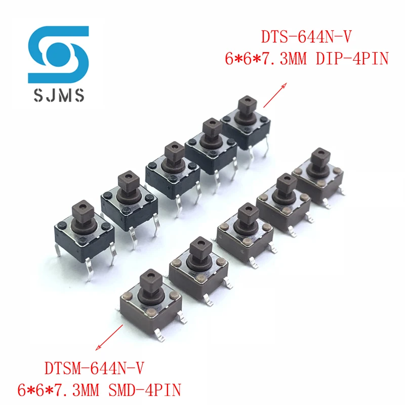 20 Pcs DTS-644N-V DTSM-644N-V 6*6 6*6*7.3 6X6X7.3 mm Tact Touch Micro Tactile Push Button Switch DIP / SMD 4 Pin Reset Switches