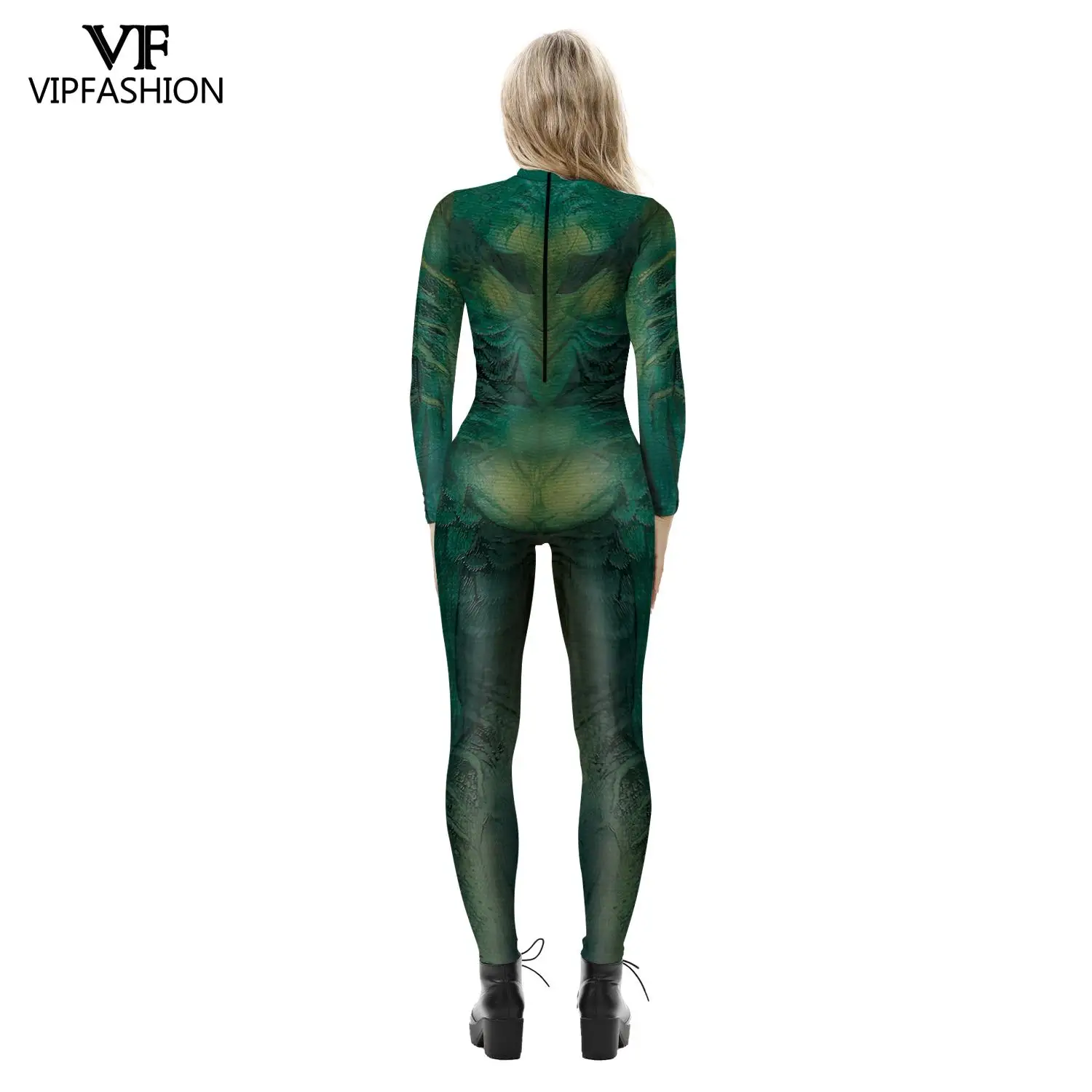 VIP FASHION Snake Print Cosplay Costume Adult Suit Halloween Carnival Zentai Spandex Costume Women Bodysuit Jumpsuits