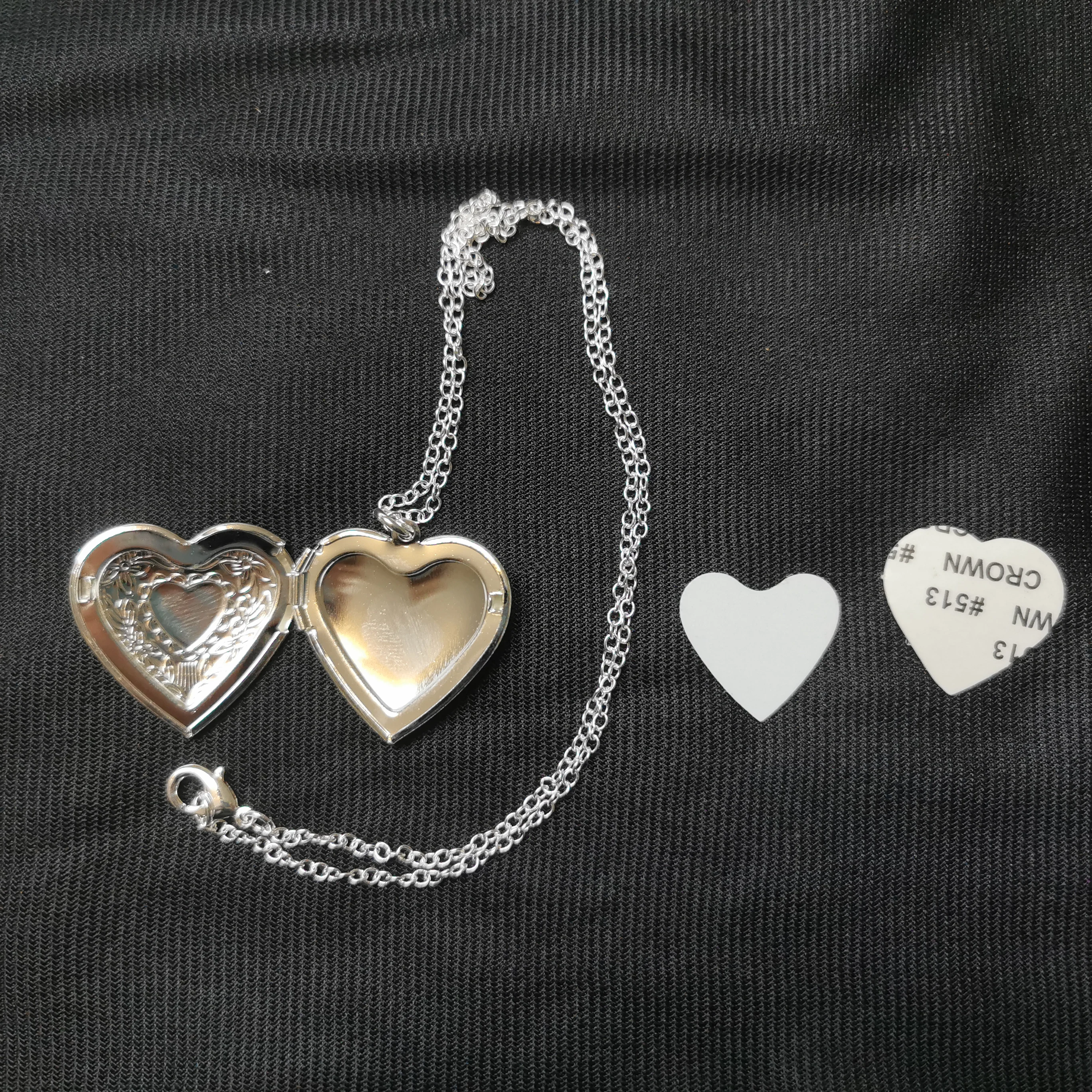 

8pcs/lot Free shipping sublimation blank Heart-shaped metal necklace for consumables Heat Transfer printing DIY gifts