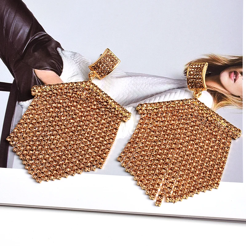 New Arrival High-Quality Long Colorful Rhinestone Drop Earrings Crystal Chain Tassel Jewelry Accessories For Women Wholesale image 3