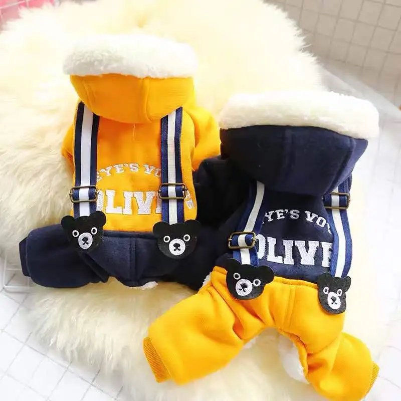 Winter Dog Clothes Chocolate Pants Strap Pets Outfits Warm Clothes for Small Dogs Cat Costumes Coat Jacket Puppy Sweater Dogs