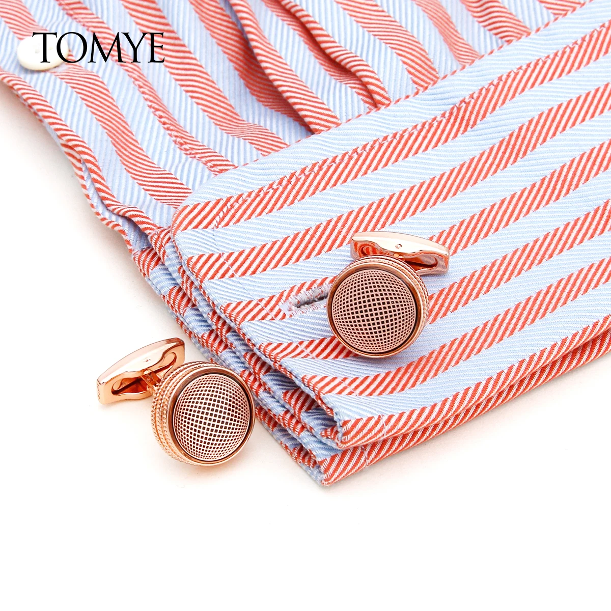 Cufflinks for Men TOMYE XK21S006 High Quality Rose Gold Round Unique Tuxedo Dress Shirt Cuff Links for Wedding Gifts