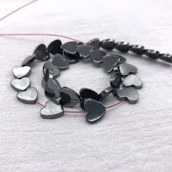 Natural Black Love Heart Hematite Stone Beads Loose Spacer Beads For Jewelry Making DIY Accessories Earrings Bracelet 15''Inches