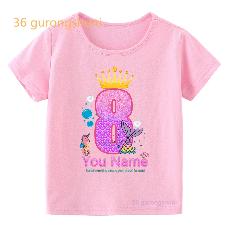 boy T Shirt For Girls Tops happy birthday 2 3 4 5 6 7 9 10 old Graphic Pink t shirts Children clothing Kids Clothes Girl 8 To 12