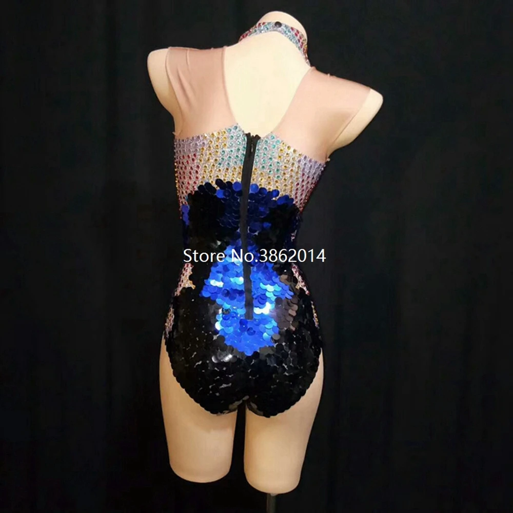 Body de lentejuelas con diamantes de imitación de colores brillantes para mujer, Sexy, club nocturno, Bar, baile de graduación, traje de fiesta de celebridades, traje de actuación en escenario