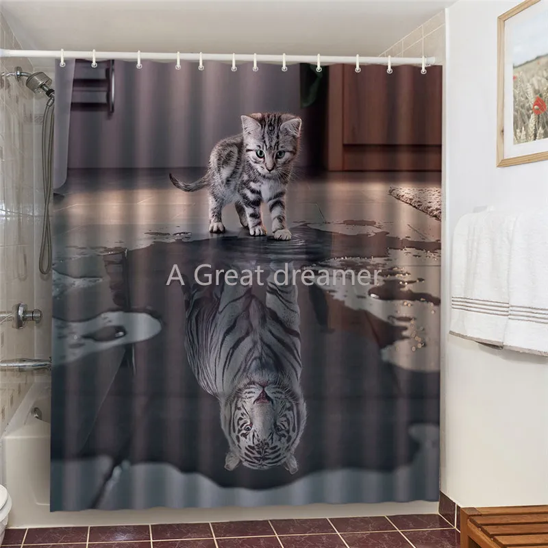 3D Animal Printed Blackout Shower Curtains For Bathroom Beach Scenery Waterproof Polyester Bath Bathtub Dropshipping Wholesaler