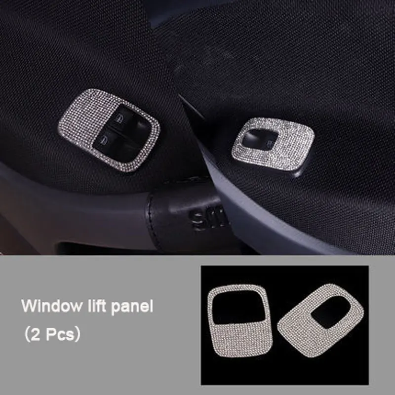 2Pcs Car Diamond-Encrusted Window Lifter Panel Sticker Decoration For Mercedes Smart 453 Fortwo Forfour Car Accessories Interior