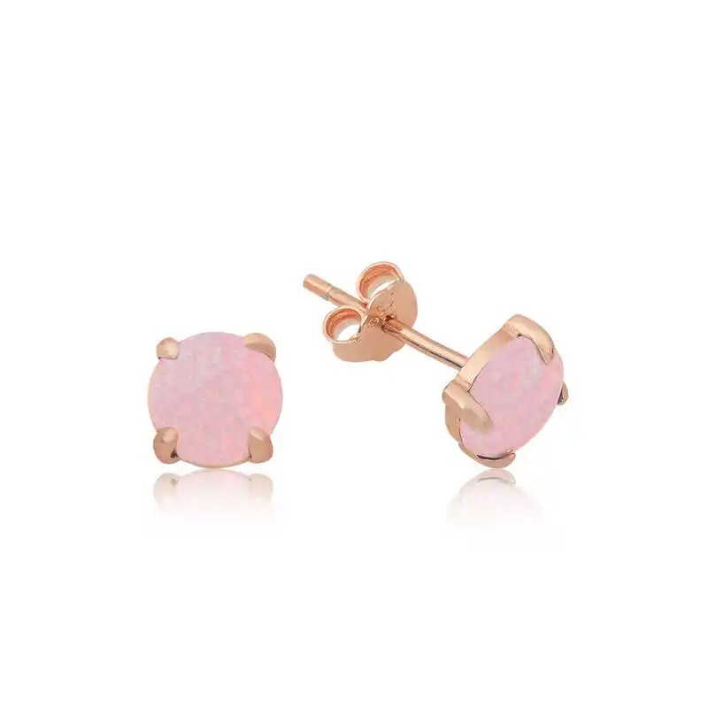 Silver Pink Opal Stone Earrings