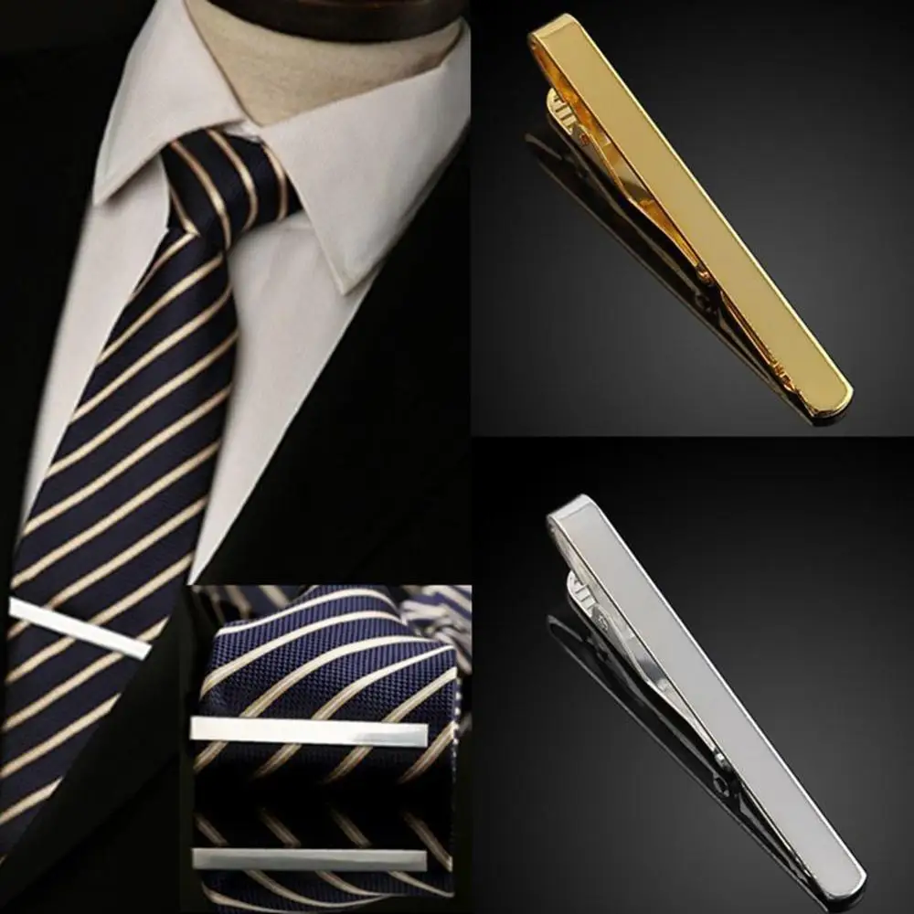 Men's Metal Silver Gold Simple Necktie Tie Bar Clasp Clip Clamp Pin Men Stainless Steel For Business Necktie Tie Clasps New 1PC