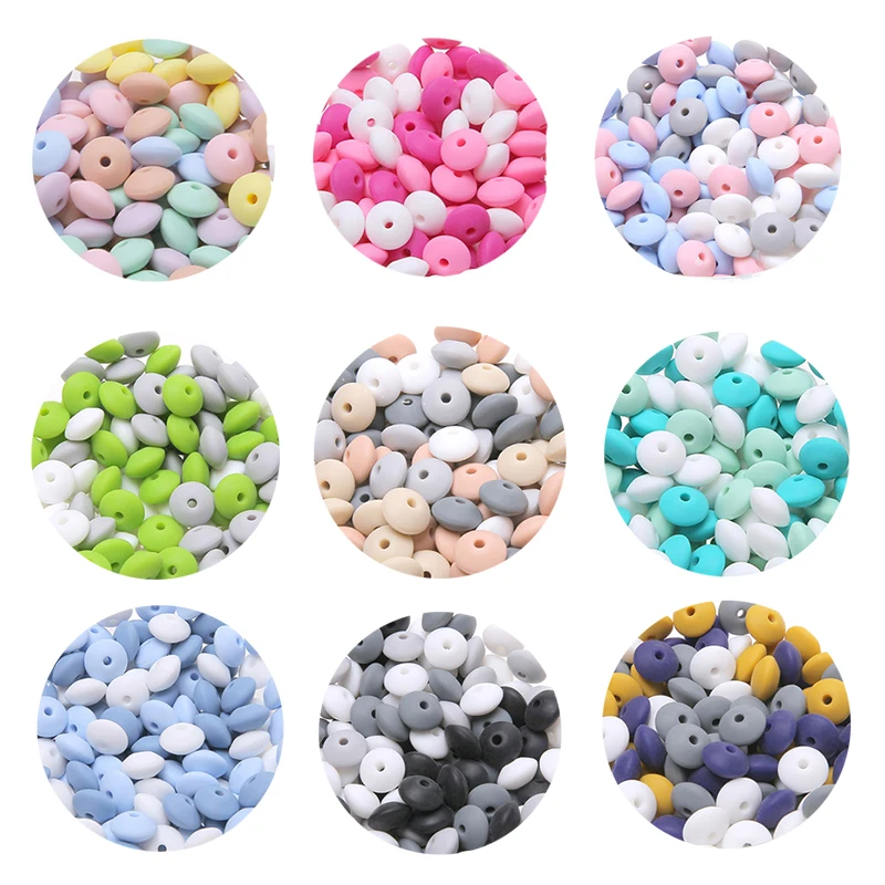 Bopoobo 12Mm 20Pc Siliconen Kralen Abacus Linzen Baby Bijtring Zintuiglijke Diy Ambachten Chewable Biologische Kralen Baby Bijtring