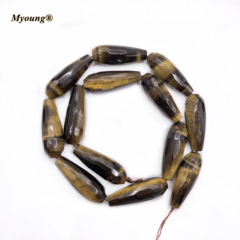 10x30mm 2Strands/Lot Natural Tiger Eye Stone Waterdrop Beads For DIY Jewelry Making MY210509
