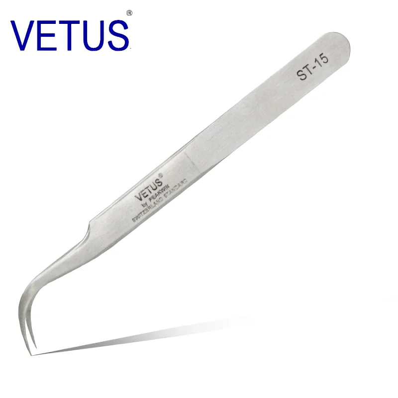 VETUS ST-15 ( 116mm ) High Precision Tweezers Stainless Steel Non-magnetic Acid-proof Pincers  Eyelashes Beauty Manicure Tools