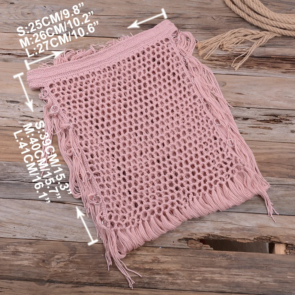 Jupe de plage en crochet pour femmes, Cover-Up pour Bikini, filet de poisson tricoté, longue gland, costume de bain, nouvelle collection