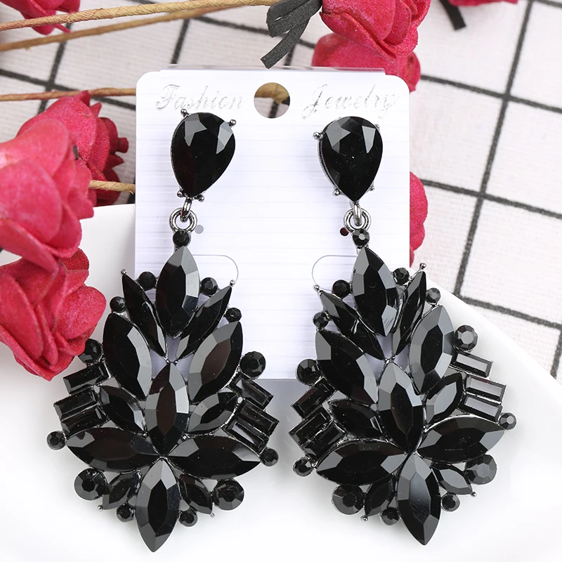 VEYO Hyperbole Full of Black Crystal Drop Earrings Geometry Dangle Earrings Jewelry For Women New Free shipping