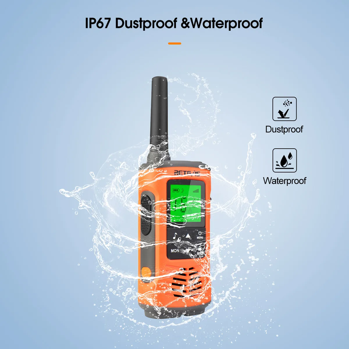 Retevis RT45P IP67 Wasserdichtes Walkie-Talkie 2 Stück Wiederaufladbares Zwei-Wege-Funkgerät PMR446 Lizenzfreies Typ-C für Camping und Wandern – Detail 3