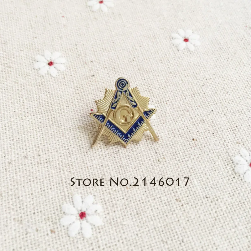 10pcs Wholesale Masonic Pins Metal Badge and Brooch Blue Lodge Freemason Square and Compass with Sunburst Lapel Pin