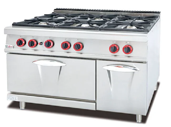 

Free shipping by sea Stainless Steel Gas Range With 6-Burner and the oven below the burners(CE certificate)