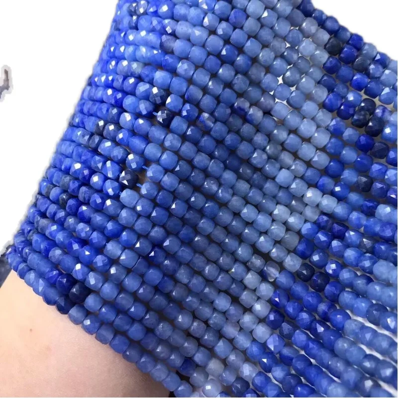 

Jade Gradient blue square faceted 4-4.5mm for DIY jewelry making loose beads FPPJ wholesale 38CM nature gemstone