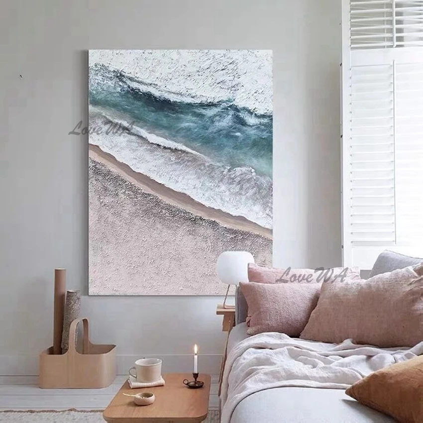 

Contemporary Ocean Abstract Landscape Oil Painting, Artwork High Quality, For Living Room Decoration, Canvas Wall Art Unframed