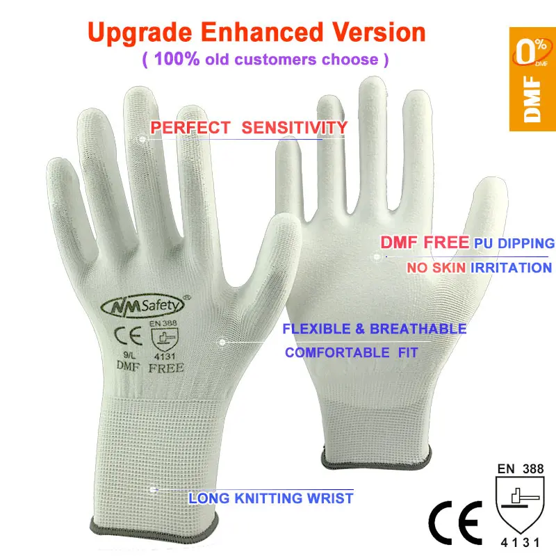 24 Pieces/12 Pairs Safety Mechanic Work Gloves Coated PU Nitrile Rubber Palm Knitted Nylon Gardening Gloves Man Shooting