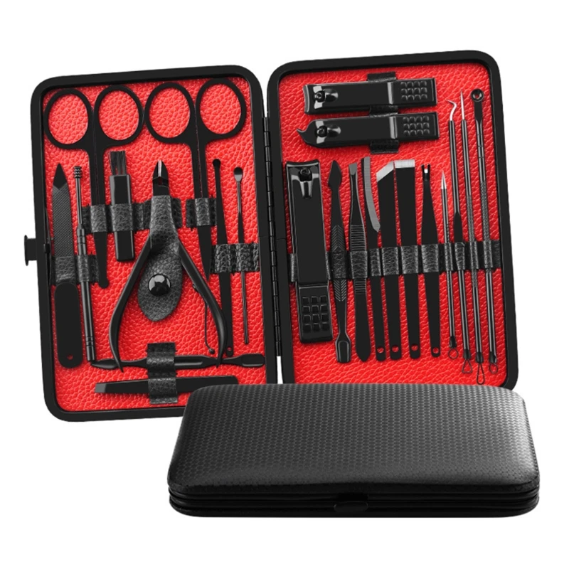 

23PCS Pro Stainless Steel Manicure Pedicure Kit Nail Foot Care Set Nail Clipper Nail Cutter with Portable Case Beauty Tools