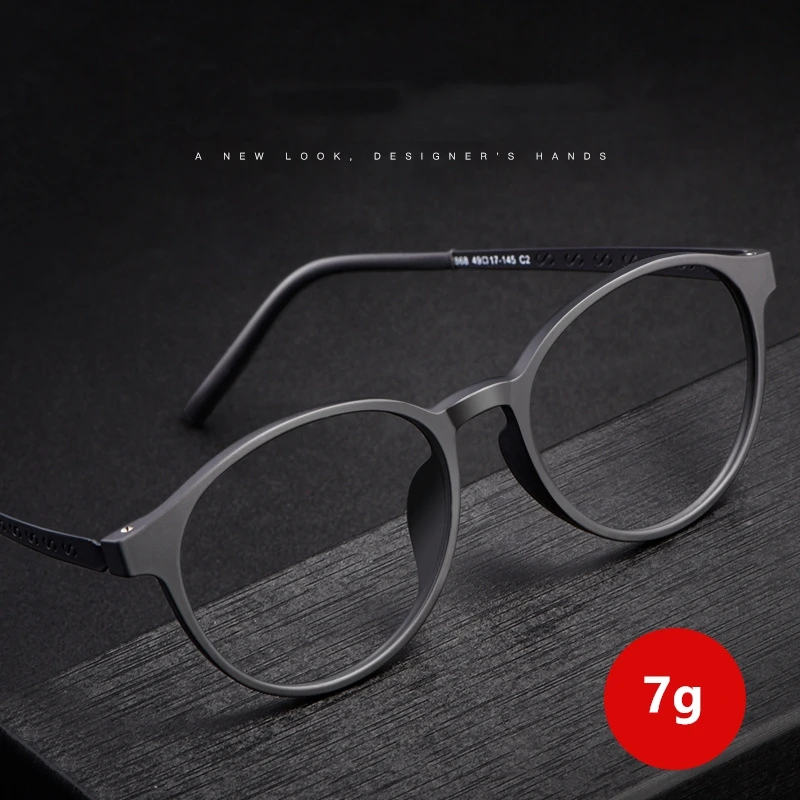 YIMARUILI Light Comfortable TR90 Round Retro Glasses Frame Men Pure Titanium Optical Prescription Eyeglasses Frame Women 8868T