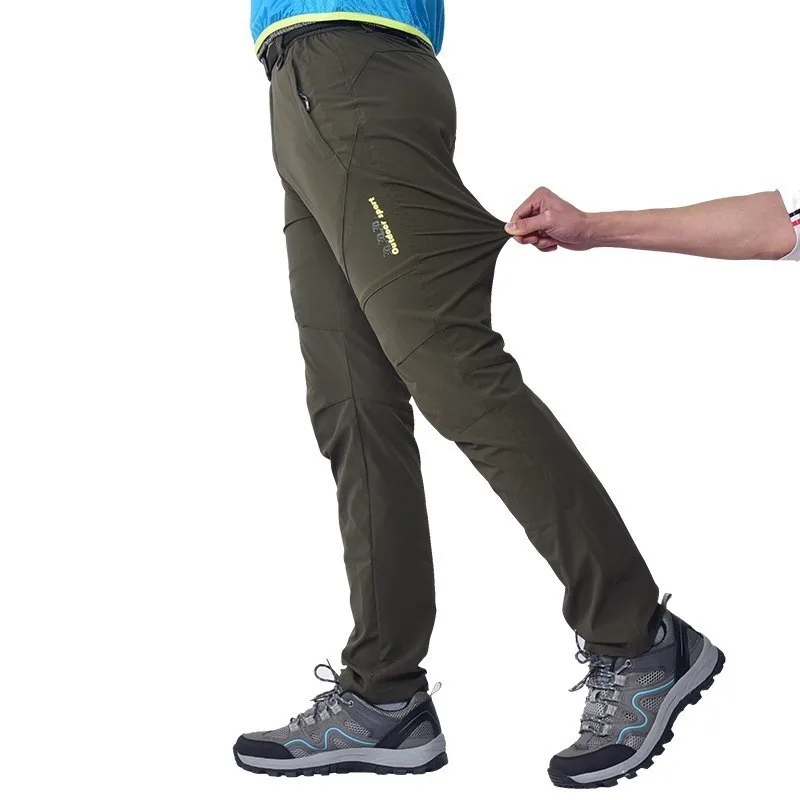 S-8XL Plus Size Men Women's Elastic Fast Dry Trousers Outdoor Camping Fishing Climbing Thin Breathable Quick Dry Sports Pants