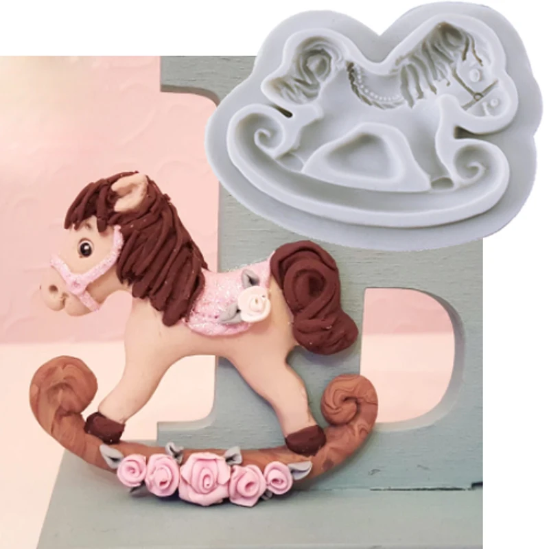 Rocking Horse Sugar Buttons Molds Fondant Cake Tools Silicone Molds Sugarcraft Chocolate Baking Tools for Cakes Gumpaste Form
