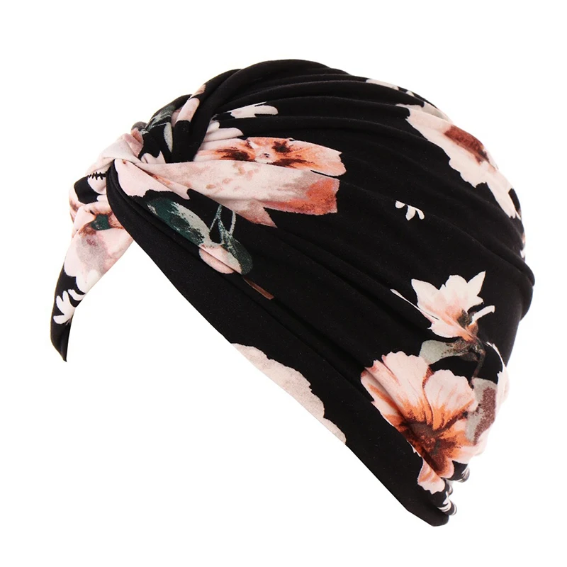 Women Muslim Cotton Turban Folding Cross Knotted Hair Ribbon Scarf Elastic Head Wrap Headwear Bandanas Lady Hair Hats Beanie