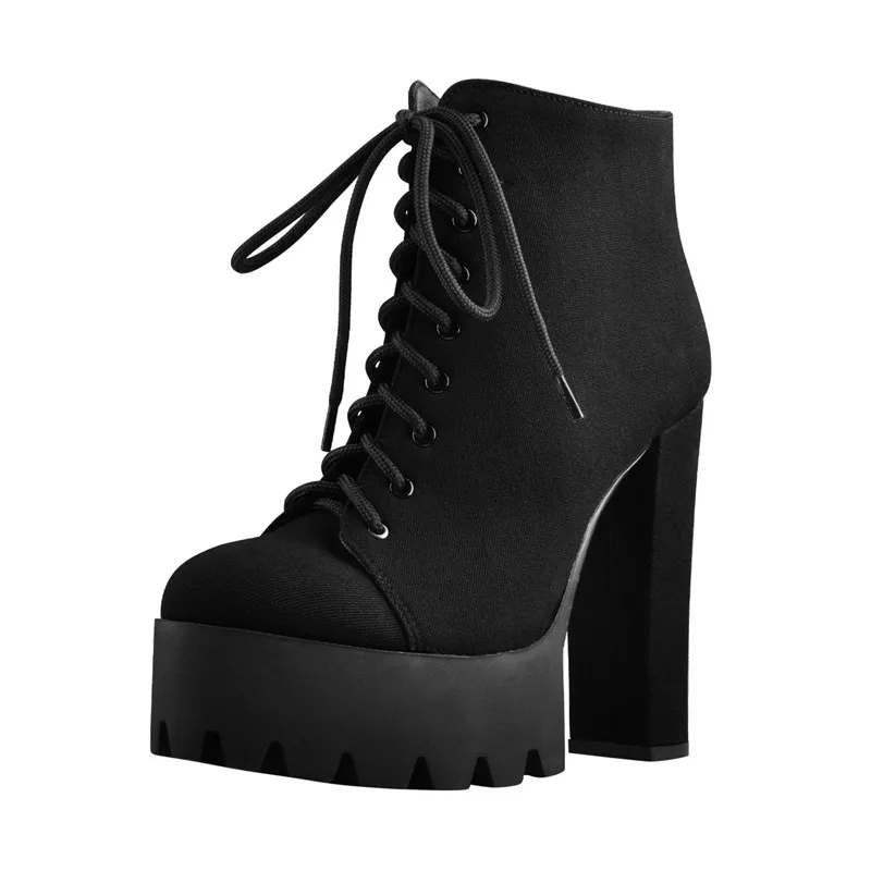 Onlymaker Women Platform Ankle Boots Black 3